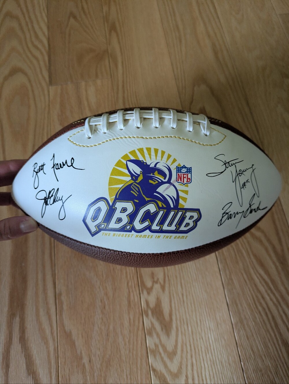 Vintage 1990Wilson QB Club NFL Football Signed Prints, Sports Memorabilia